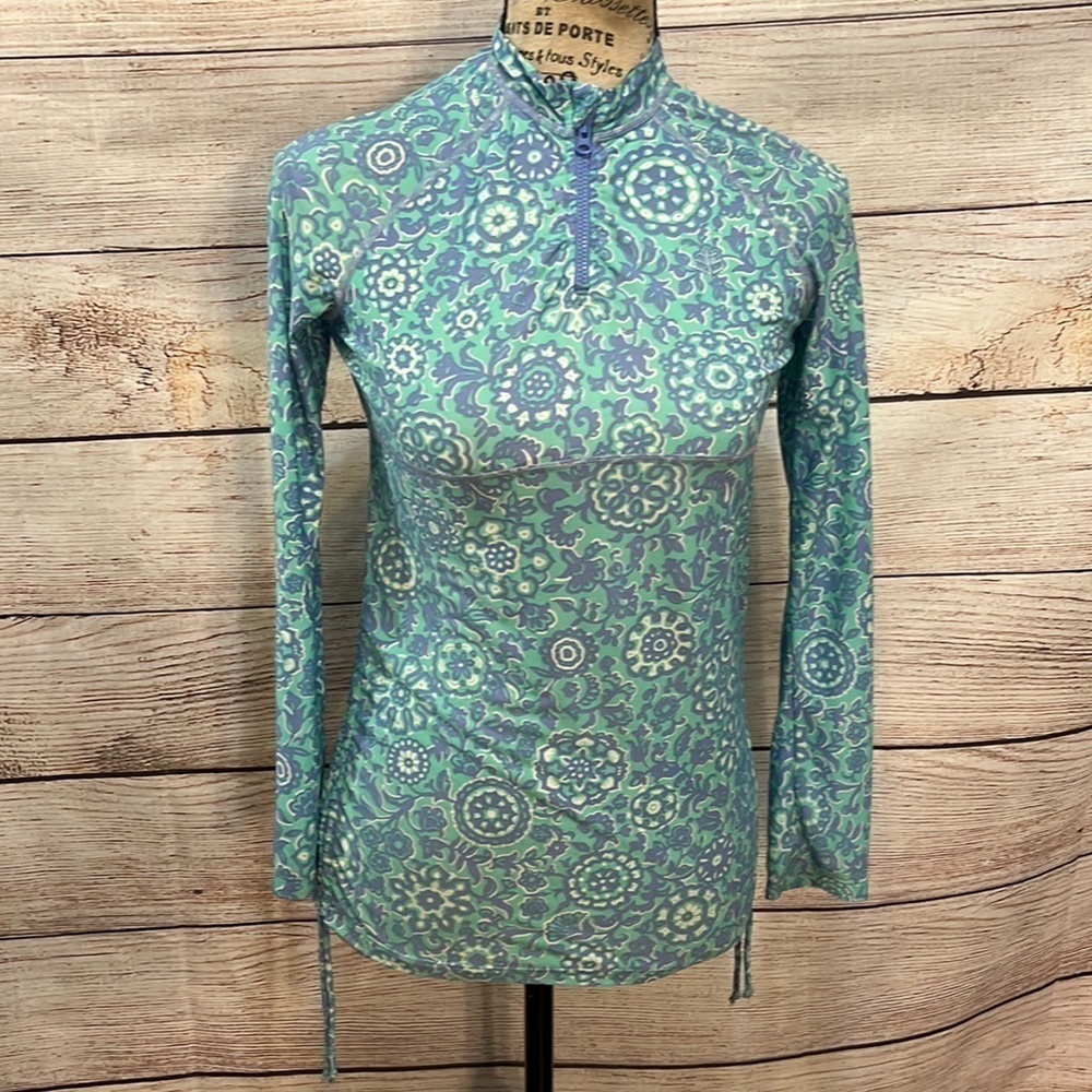 Coolibar Lawai Ruche Swim Shirt Youth Size Medium UPF 50 Half  Zip RashGuard